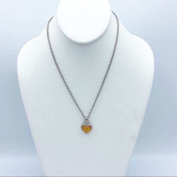 Diamonds International Two Tone Heart Pendant Silver Tone Chain Necklace - Picture 3 of 10